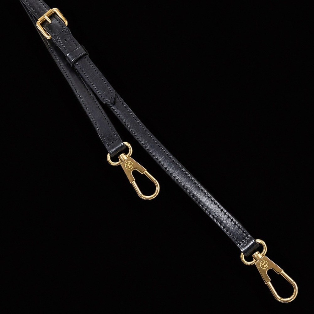 LOUIS VUITTON Adjustable Black Leather Strap with Gold Hardware - Picture 13 of 16
